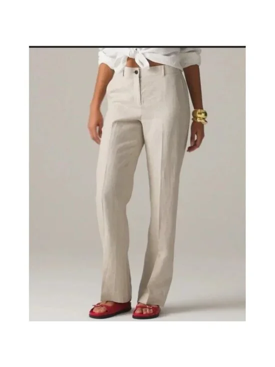 NEW J. Crew Harbor Pant in Natural Linen, Women Size XL