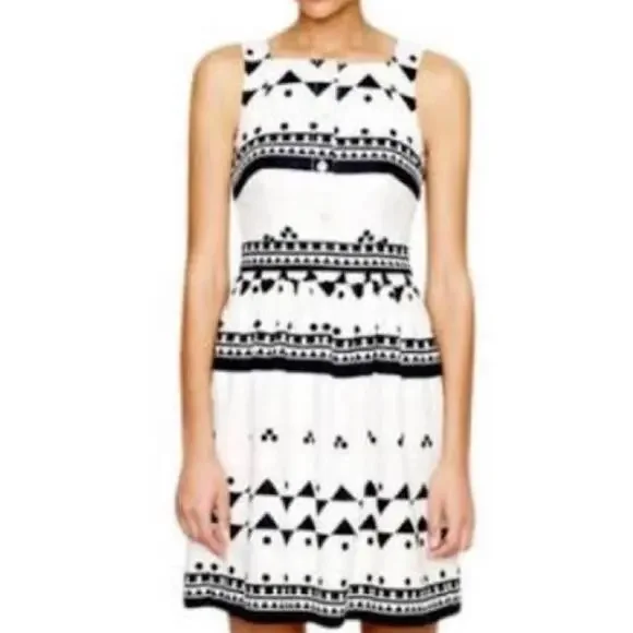 J.Crew Roller Girl Linen Sleeveless Dress Black and White Women’s size 0