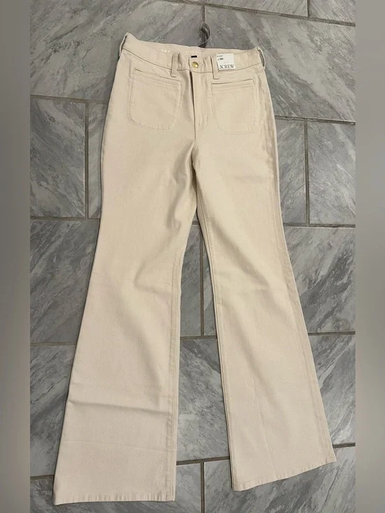 NWT J.Crew Womens Cream 96’ Flare Pants Size 28T (30Wx35L)