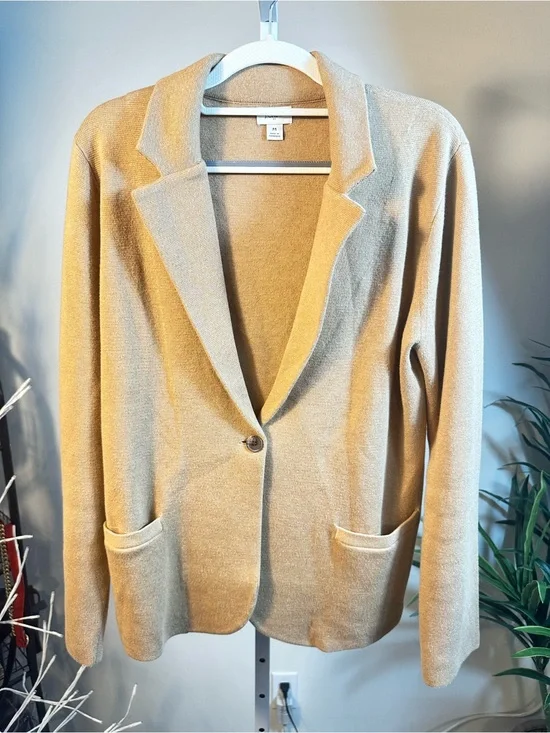W186. J. Crew Single-Button TanKnit Blazer
