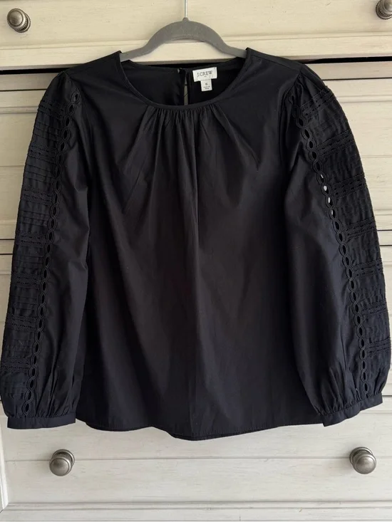 J. Crew Black Cut Out Sleeve Blouse SZ Small