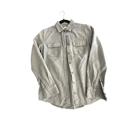 J. Crew Women's Green Military Army Cotton Chest Pockets Button Up Top Size