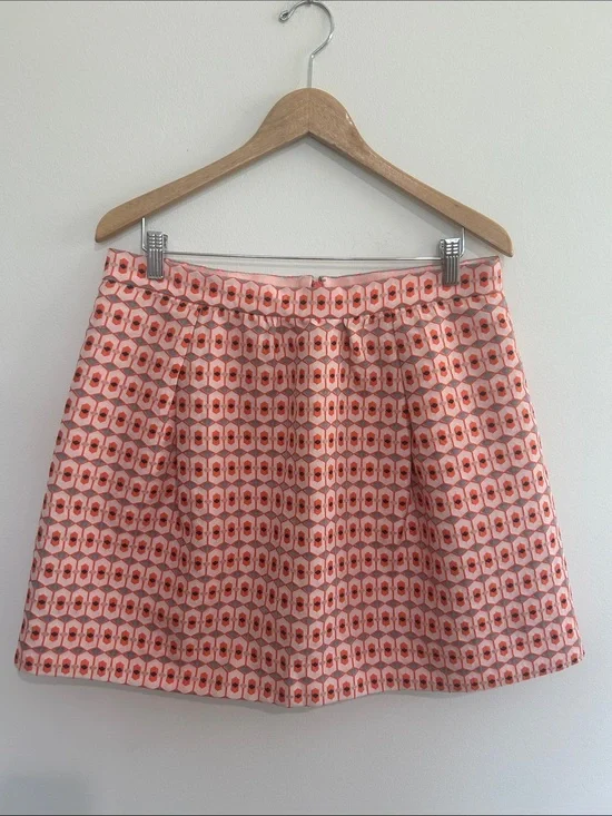 J. Crew Geometric Print Pleated Mini Skirt Size 12 EUC