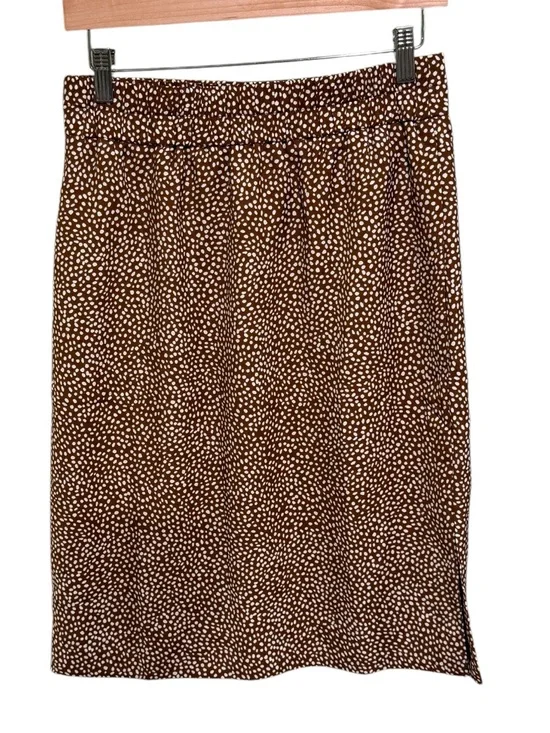 NWT J. Crew Brown and White Dot Pencil Skirt - Size Small