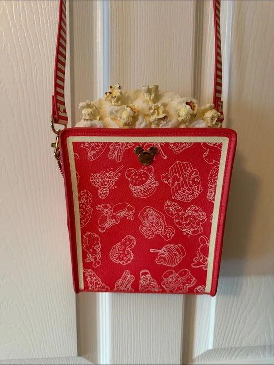 Disney Red Novelty Popcorn Crossbody Bag with Popcorn Accents