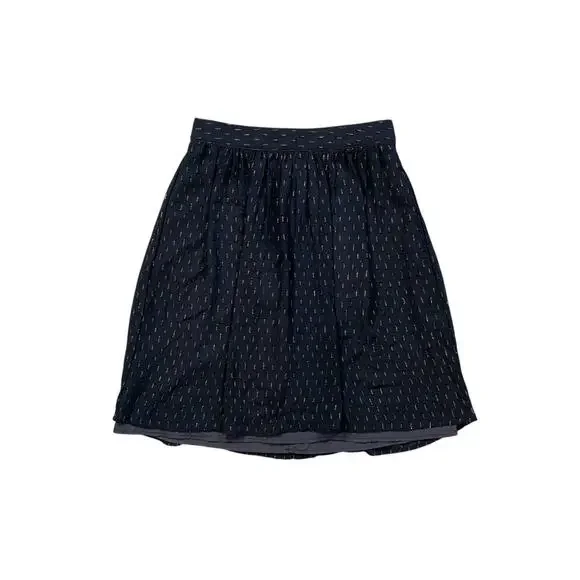 J Crew Skirt Womens 0 Blue Gold Thread Lined Zip Back Metallic Fibers Back Zip