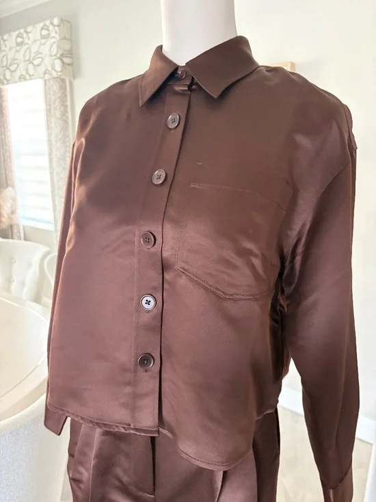 NWT J Crew Étienne cropped button-up shirt in duchesse satin
