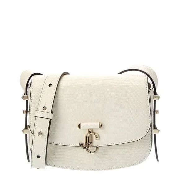 Jimmy Choo Lizard-Embossed Leather Crossbody, White
