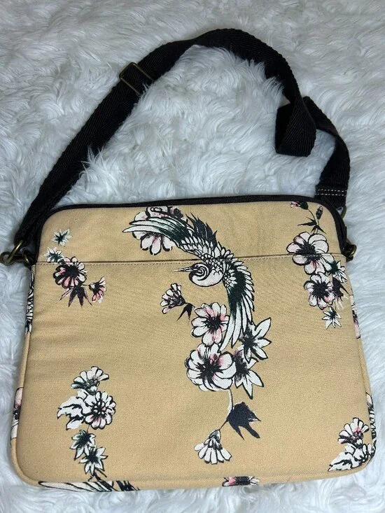 Lucky Brand Padded Laptop Bag Case Messenger Bag Canvas Shoulder 14