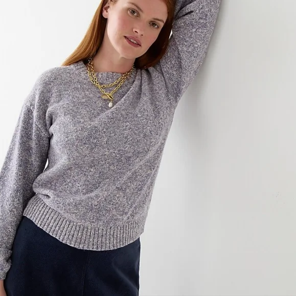 Puff-sleeve crewneck sweater