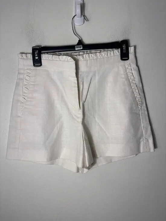 J.Crew White Ruffled Flat Front Shorts Sz 2