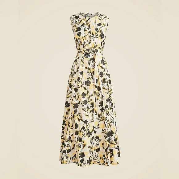 Floral Seamed midi dress with removable belt - Small