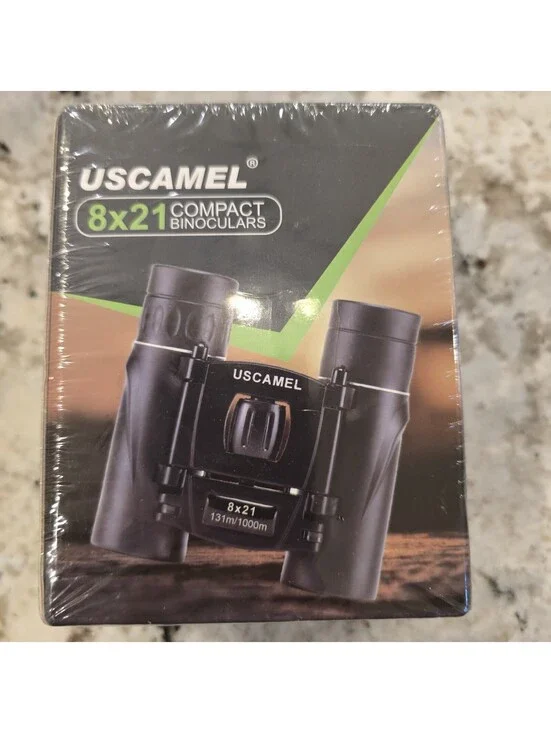 USCAMEL 8x21 Compact Lightweight Folding Binoculars Black for Adults and Kids