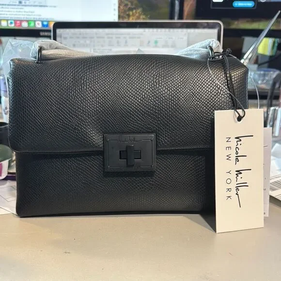 Nicole Miller Black Textured Handbag