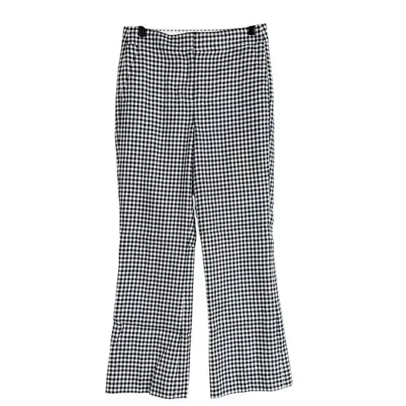 J.Crew Hayden Kickout Crop Pant Gingham Stretch Linen Navy Blue - 2 2T Tall