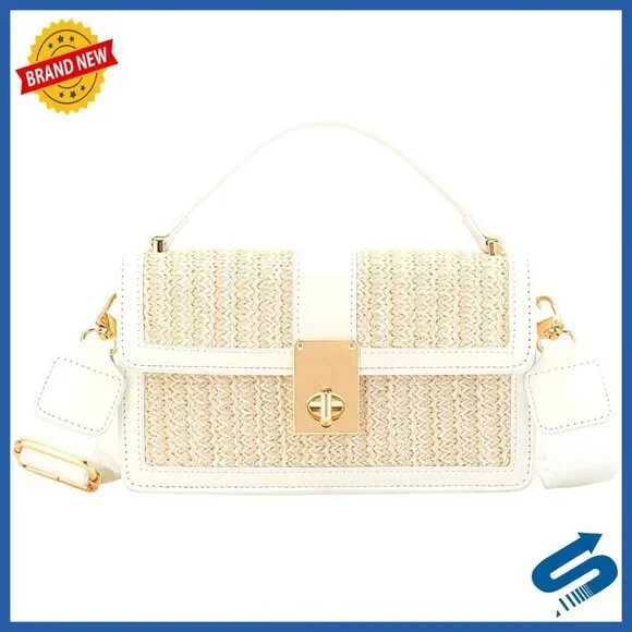 Straw Woven Crossbody Bag Boho Beach Purse Adjustable Strap Top Handle