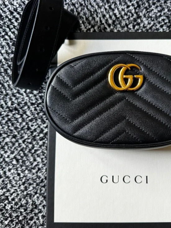 Gucci - Black GG Marmont 2.0 Matelasse Leather Belt Bag