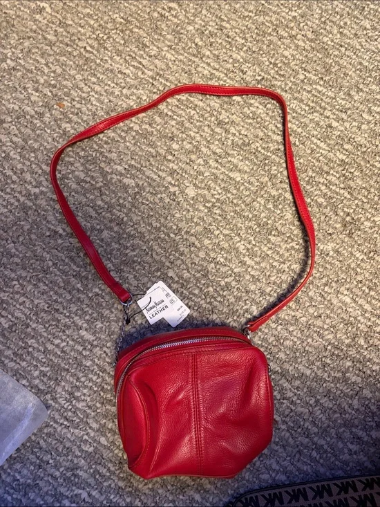 Red Leather Crossbody Bag - Women