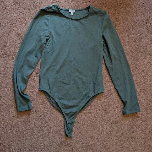 J Crew Long Sleeve Green Body Suit Size Small