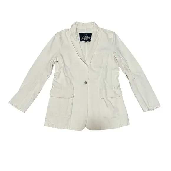 J.Crew White Cotton Casual Blazer Jacket Lightweight Size 6