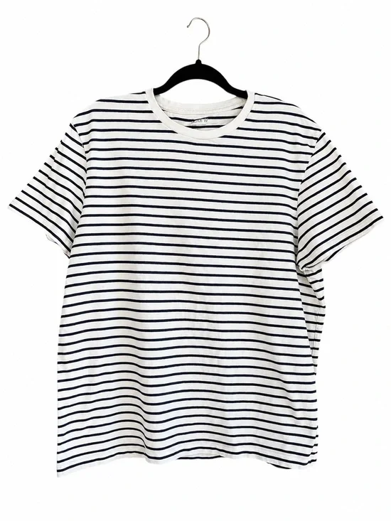 J.Crew Oversized Striped T-Shirt XL White Navy 100% Cotton Relaxed Fit