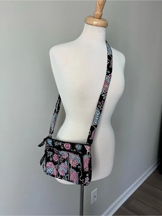 Vera Bradley Alpine Floral Crossbody Bag with Pink & Blue Accents