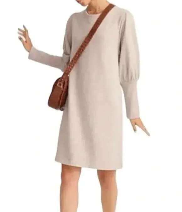J. Crew Original Cotton Terry Puff-sleeve Sweatshirt Dress Pink Size XS NEW