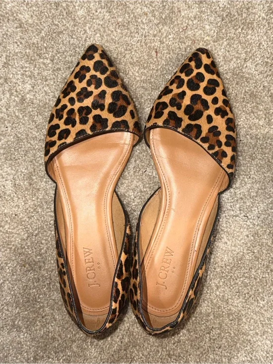J. Crew Leopard Print D'Orsay Flats in Tan and Black