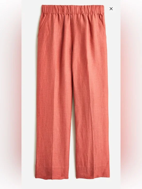 NWT J Crew Astrid Corsl Colored Elastic Waist Linen-Cupro Ankle Pants Large