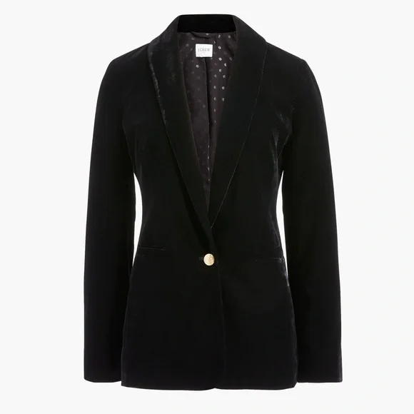 J. Crew Velvet Shawl Collar Blazer Black Size 2, XS