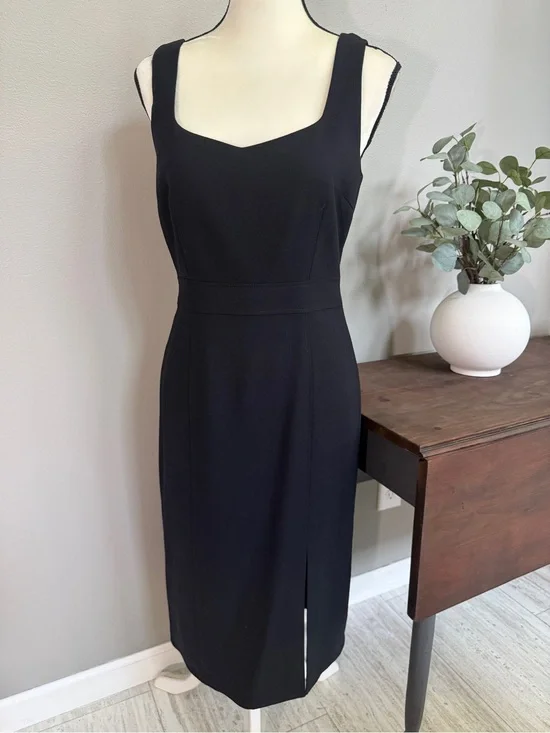 J. Crew Wool Black Sleeveless Elegant Midi Sheath Dress Size 6 #2558