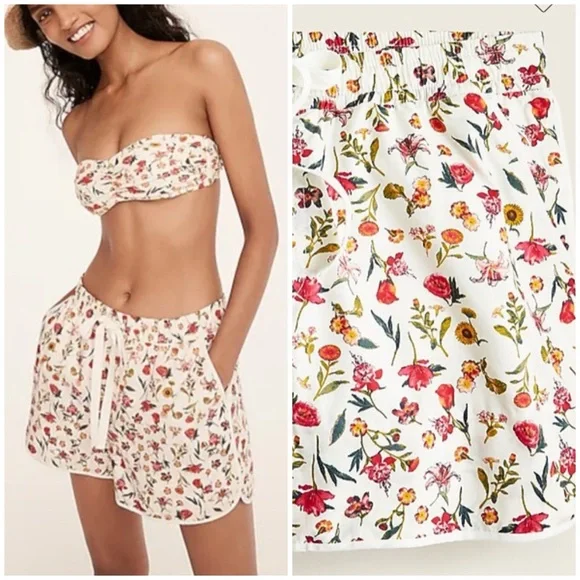 J.Crew Floral Seaside Shorts in antique white floral