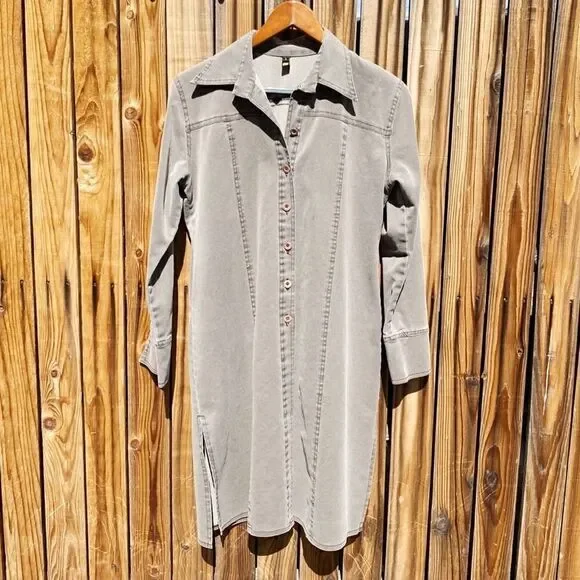 J.Crew Chambaray Long Sleeve Button Down Dress Denim Green Size 1