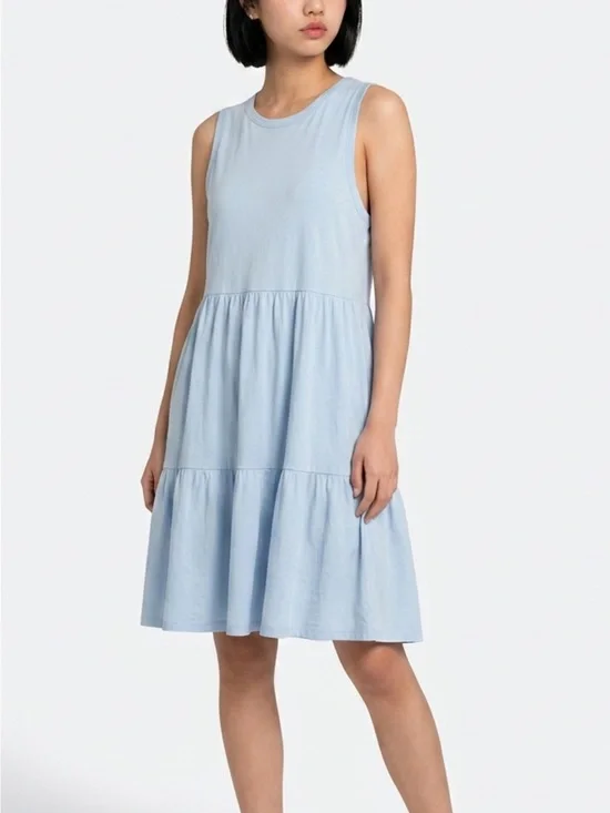 J. Crew Light Blue Sleeveless Tiered Mini Dress