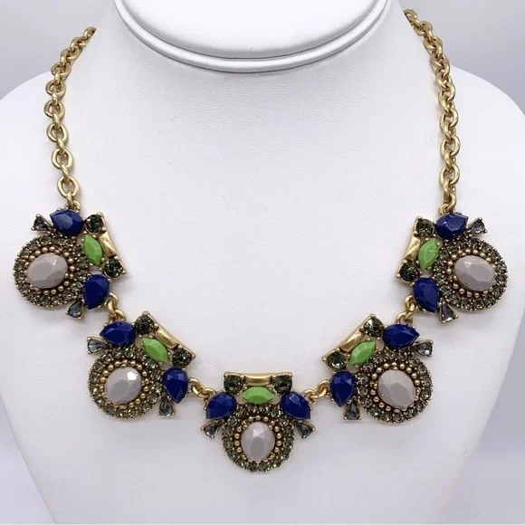 J. Crew Faceted Blue Green Jeweled Necklace