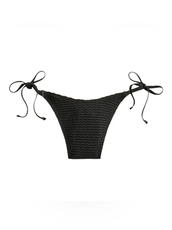 J. Crew crochet string bikini bottom black large