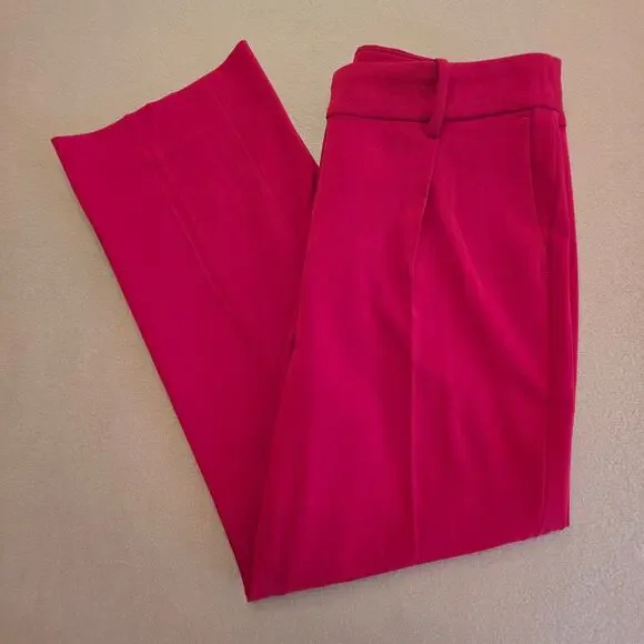 J.Crew Red Pleated Trouser Pants Sz 10 High-Waist Straight-Leg