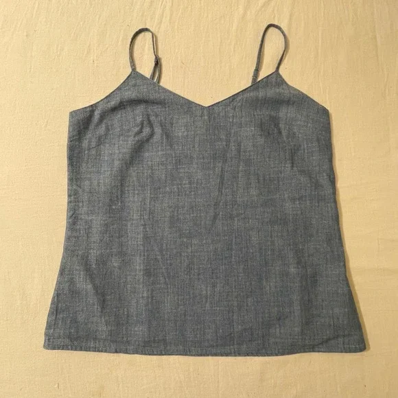 J. Crew Womens Size 2 Chambray V Neck‎ Cami Tank Top Blue Re-imagined Strappy