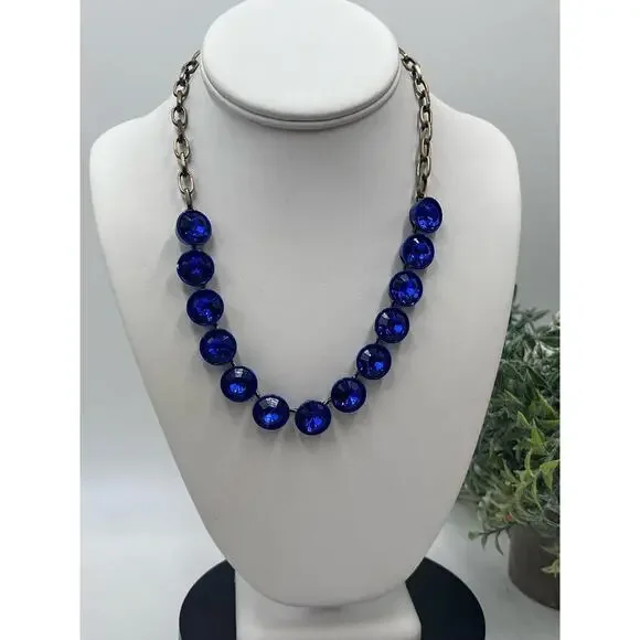 J. Crew Bright‎ Blue Brûlée Faceted Bezel Set Collar Rhinestone Necklace