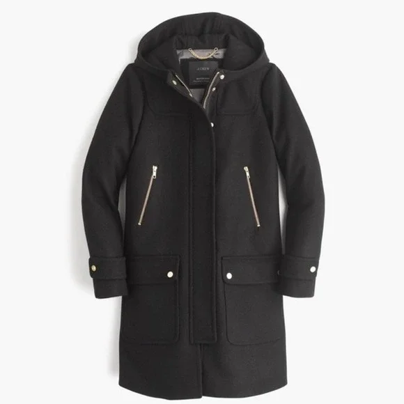 J. Crew‎ Melton Wool Duffle Coat A8904 Women 8  Long Minimalist ITALY Heather