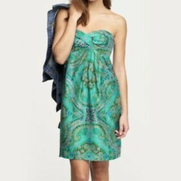 J. Crew Collection Casbah Silk Strapless Dress Sz 2