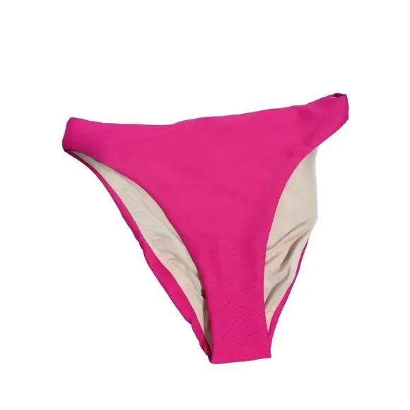 J. Crew Pink Ribbed High Rise bikini bottom Size Small‎ Beach Pool Barbiecore