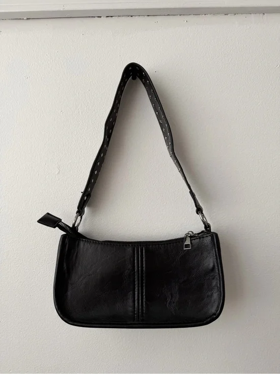 Edikted Black Leather Crossbody Bag