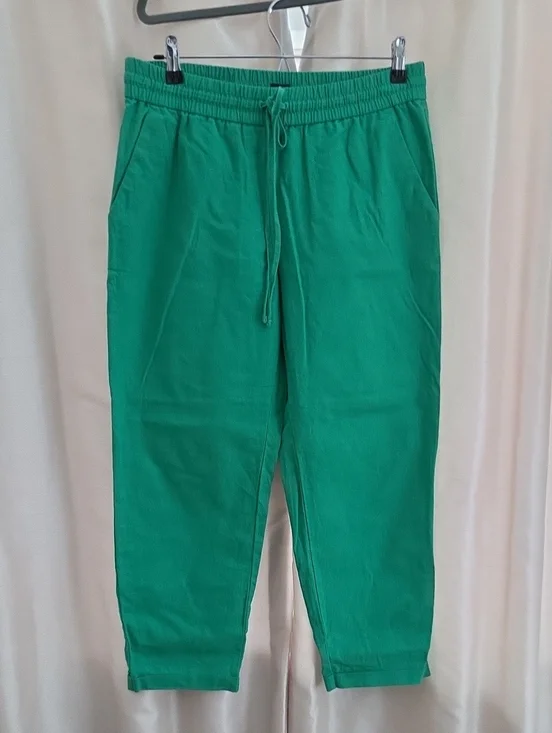 J. Crew Green Linen Drawstring Joggers