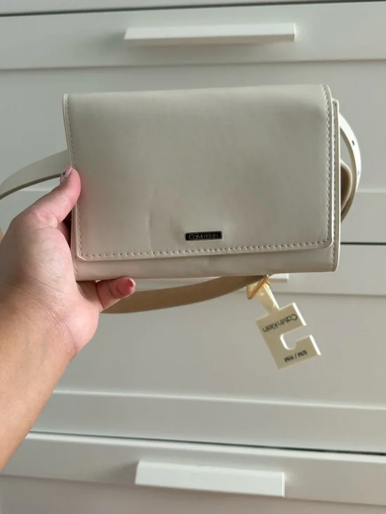 Calvin Klein Beige Cream Crossbody Bag with Flap