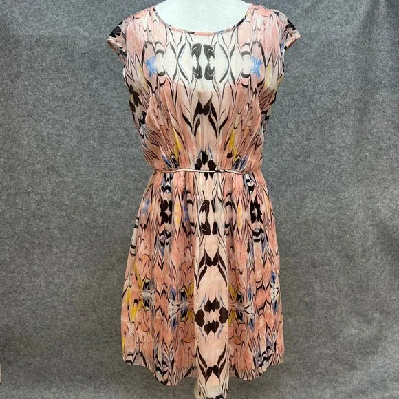 J Crew 100% Silk Outside Butterfly Wing Flutter Sleeve Artsy Dress Spring Size 6