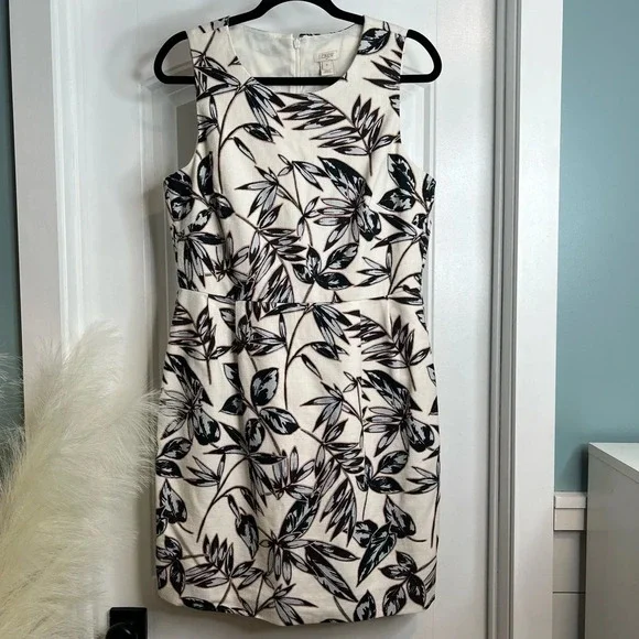 J. Crew Floral Sleeveless 100% Cotton Fully Lined Pleated Mini Dress. Size‎ 10.