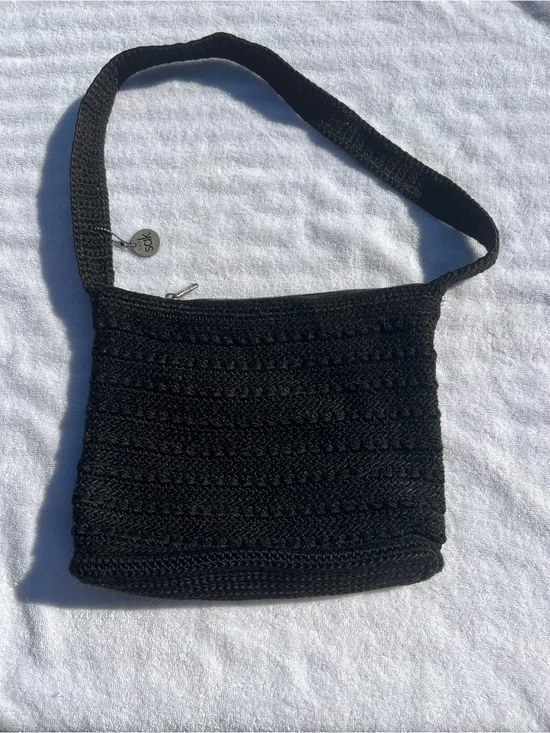 The Sak Black Crocheted Crossbody Shoulder Bag