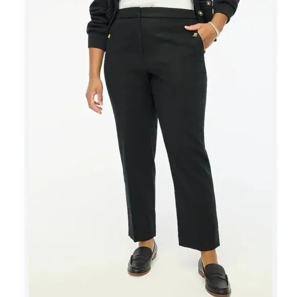 J. CREW Women's EUC Linen-Cotton Sailor Pants Black | Size‎ 20