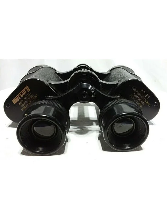 Mercury 7x35 Model 1111 Binoculars Wide Angle Coated Optics Black Pre-Owned
